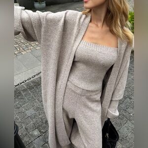 Cozy Ribbed Knit Three-Piece Lounge Set